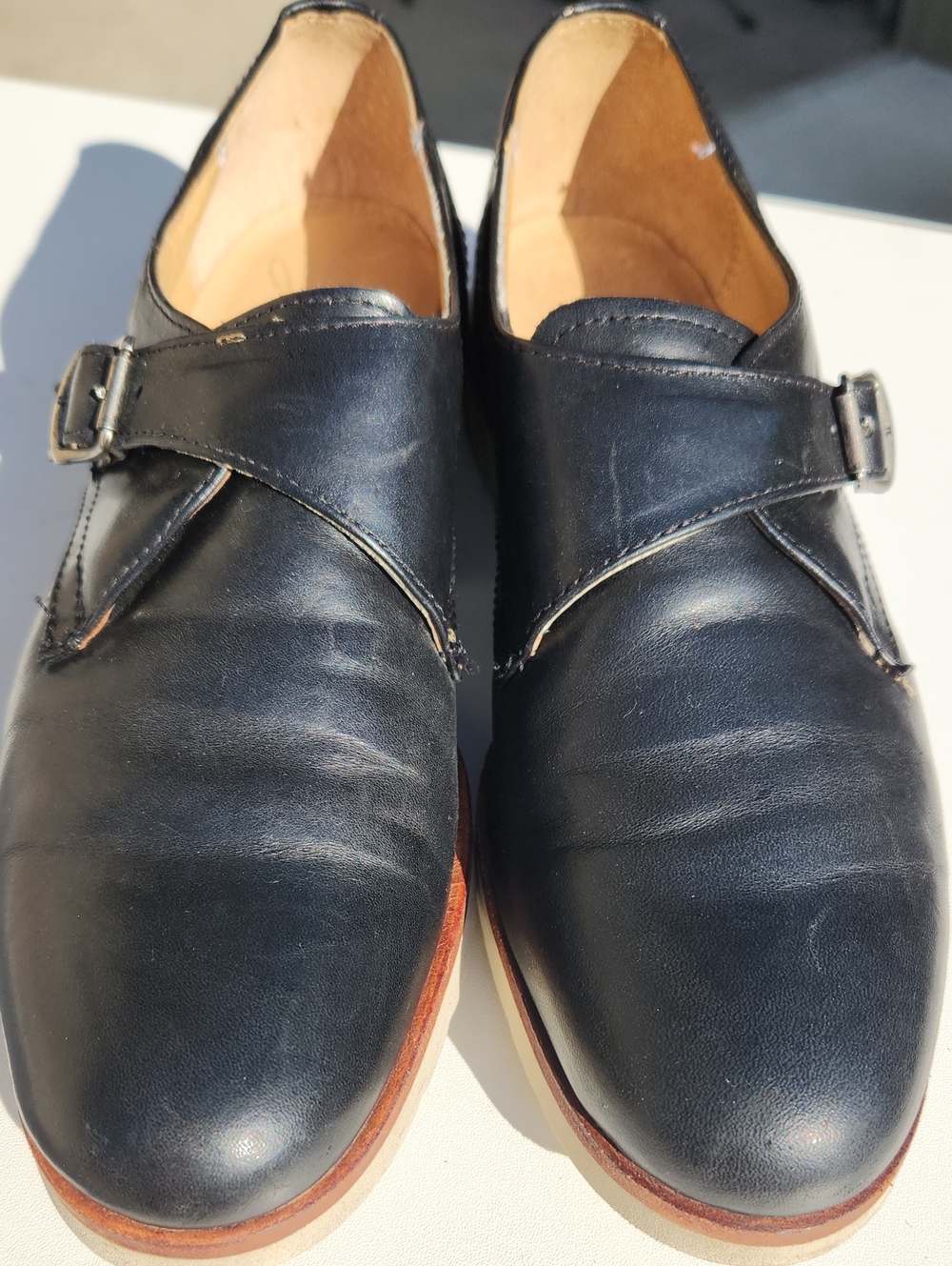FRYE AND CO. Black Leather Women’s Monk-Strap Oxfords